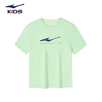 ERKE 鸿星尔克 儿童装男童速干短袖t恤夏季短T男生夏装运动半袖T恤 微光绿 140cm