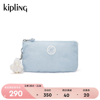 Kipling女款轻便帆布包2024春季钱包卡包手拿包CREATIVITY L 冷霜蓝拼接