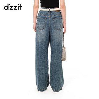 DZZIT地素春夏高街潮流美式复古多纽扣牛仔长裤女3H2R8041S 蓝色 S
