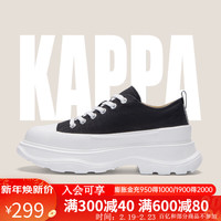 KAPPA卡帕女鞋帆布鞋子女2024春季厚底增高百搭板鞋轻便运动休闲鞋 黑色 40