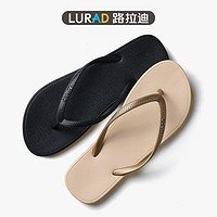 LURAD 人字拖女平跟耐磨夹脚海边沙滩拖鞋  黑色 35/36