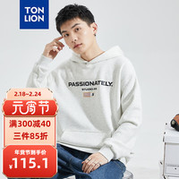 唐狮 TONLION男字母印花连帽卫衣 雾灰 S