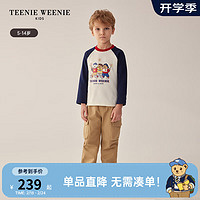 Teenie Weenie Kids小熊童装24早春男童撞色插肩印花长袖T恤 象牙白 150cm