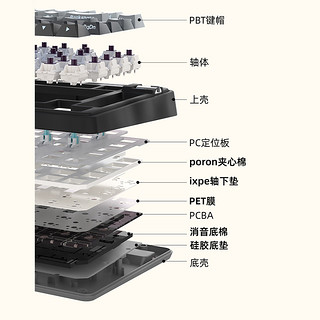 KZZI 珂芝 K75lite 三模机械键盘 彩虹轴