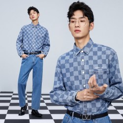 peacebirdmen太平鸟男装奥莱牛仔夹克男秋季新款潮流休闲棋盘格长袖