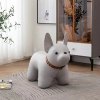 HUANGWU 恍悟 法斗狗动物凳子创意卡通摆件坐凳法斗犬换鞋凳法斗凳婚庆板 特大号承重800斤 简约灰法斗沙发