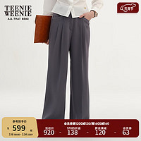 Teenie Weenie【醋酸原料混纺】小熊2024年宽松直筒裤西裤长裤垂感 灰色 155/XS