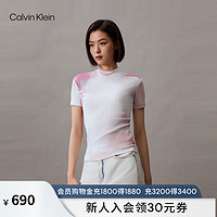 Calvin Klein Jeans24春夏女士复古辣妹风渐变效果微弹短袖T恤J223169 0LA-粉白晕染 XS