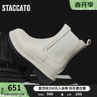 思加图冬季英伦风切尔西靴烟筒靴粗跟短靴女靴S6562DD3 曜石黑 35