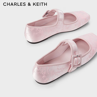 CHARLES&KEITH24春季龙年刺绣方头平底玛丽珍鞋女CK1-71720064 Light Pink浅粉色 36