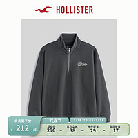 HOLLISTER24春夏休闲宽松质感立领落肩袖运动卫衣男 356710-1 黑色 S (175/92A)