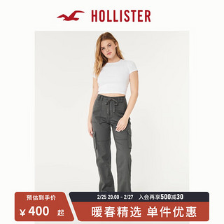 HOLLISTER24春夏加高高腰休闲宽松舒适工装老爹裤 女 356465-1 深灰色 0S