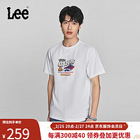 Lee 24早春舒适版型字母Logo印花男圆领短袖T恤潮LMT0081254LE 白色 L