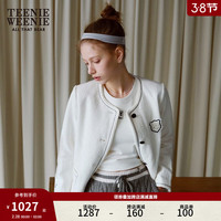 Teenie Weenie小熊2024春季新款简约韩系小香风外套撞色圆领上衣女 象牙白 160/S