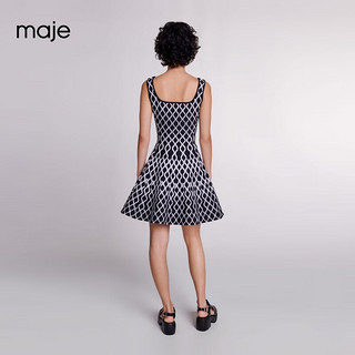 Maje2024早春女装时尚设计感收腰吊带连衣裙短裙MFPRO03419 黑白色 T34