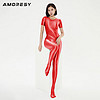 AMORESY Electra系列彩色打底紧身性感T恤红色