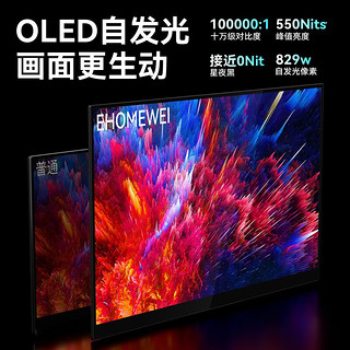 EHOMEWEI便携式显示器4k OLED自发光 电脑笔记本switch手机Ps5外接扩展办公副屏幕 15.6英寸OLED 4K 触控【RO4】夜空色