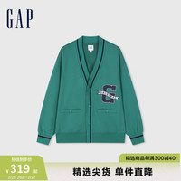 Gap男女装2024春季新款LOGO撞色宽松V领大G开衫外套上衣892189
