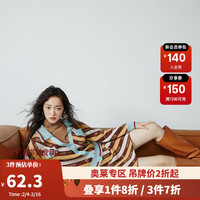 针织衫女秋冬V领拼色休闲套装|322413031 D09浅肉桂色-短裙 S