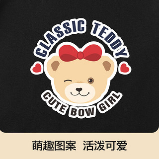 Classic Teddy精典泰迪女童裤子儿童卫裤中大童装春季长裤春装衣服 黑色英文蝴蝶结熊 130