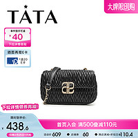 TATA 他她 2024夏设计小方包女通勤斜挎包X3257BX4 黑色 F