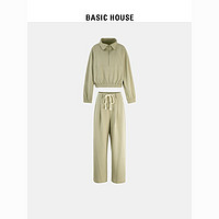 BASICHOUSE 百家好 Basic House/百家好半拉链翻领卫衣女冬清新纯色休闲裤套装