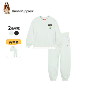 暇步士（Hush Puppies）童装儿童2024春秋设计感时尚套装休闲舒适个性 钻石黑 140cm