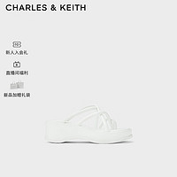 CHARLES&KEITH24春季厚底拖鞋套趾交叉带凉鞋女CK1-80580142 White白色 35