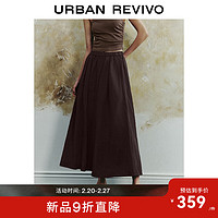 UR2024夏季女装复古简约松紧腰超宽松显瘦A型半裙UWH540016 深红棕 S(XS-S)