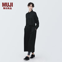 無印良品 MUJI（無印良品 ）女式 粘纤混 衬衫领 长袖连衣裙 女装长裙裙子 BC2J2A4S 黑色 S(155/80A)