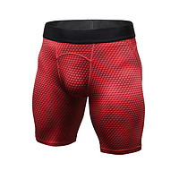 FNMM 运动紧身裤男篮球跑步训练裤速干压缩弹力裤运动短裤 红色 XL