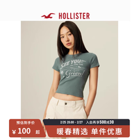 HOLLISTER 24春夏美式辣妹修身运动风短款短袖T恤 女 355811-1 绿色 XXS (160/80A)