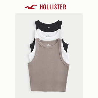 HOLLISTER24春夏新款3 件装罗纹高领背心 女 357869-1 黑色 - 白色 - 浅棕色 XXS (160/80A)