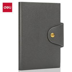 deli得力22266按扣口袋笔记本灰色a696张