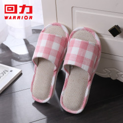 warrior回力亚麻拖鞋男女款情侣居家透气吸汗舒适地板凉拖hl0015粉红