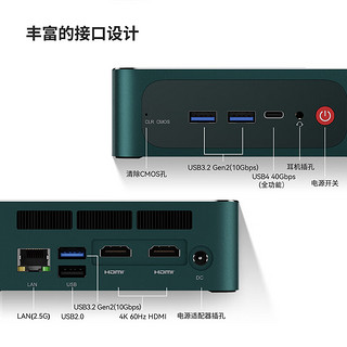 零刻零刻SER6 Pro VEST版本 AMD锐龙7 7735HS迷你主机 HDMI+DP接口 深空灰(HDMI+DP) 准系统(无内存硬盘系统).