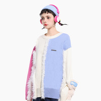 TOP FAVOR【色彩梦境】明星同款 毛衣女春款慵懒风毛边针织衫