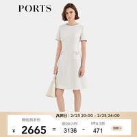 PORTS宝姿女装2024早春制边缘装饰连衣裙ALT8D005TWB037 奶白色 4