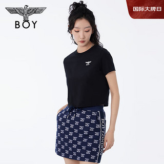 BOY LONDON春夏24女士短袖经典logo简约修身百搭潮牌T恤W01001 黑色 XS