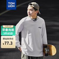 唐狮 TONLION24春男左胸文字小细节绣花圆领长袖T恤 漂白 XL