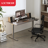 Loctek 樂歌 電動升降桌智能電腦站立辦公學習桌雙電機書桌E3 灰木紋桌板+銀灰桌腿 1.2*0.6米