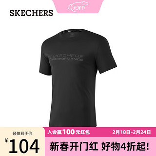 斯凯奇（Skechers）针织短袖T恤衫P223M089 碳黑/0018 S