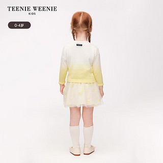 Teenie Weenie Kids小熊童装24春夏女宝宝渐变圆领可爱毛衣 乳白色 80cm