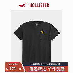 HOLLISTER 霍利斯特 24春夏新款情侣美式棉质图案短袖T恤 男女装 356889-1 黑色 XS (170/84A)