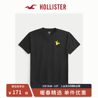 HOLLISTER 24春夏新款情侣美式棉质图案短袖T恤 男女装 356889-1 黑色 XS (170/84A)