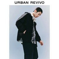 URBAN REVIVO UR2024春季男装潮牌超宽松休闲百搭抽绳连帽夹克UMV140018 正黑 S(XS-S)