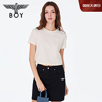 BOY LONDON春夏24新品女士短袖经典logo简约修身百搭潮牌T恤W01001 黄色 XS