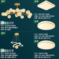 雷士 NVC   Lighting北欧轻奢智能led客厅灯餐厅灯卧室灯吊灯中山灯具全屋灯饰 萤光吊杆套餐【三室两厅B】