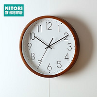 NITORI宜得利家居 家用钟表挂钟客厅现代简约35.8cm扫秒实木挂钟 深棕色