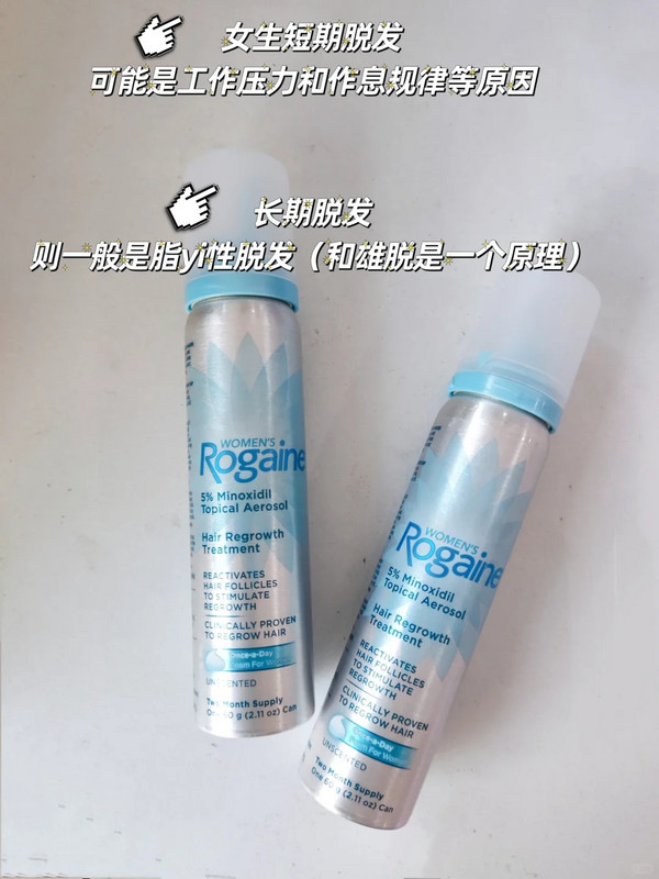 每天喷一喷,发际线真的长出来了!Rogaine落健5%米诺地尔酊泡沫60g*2瓶